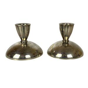 Vintage Oneida Silversmith Silver Plated Taper Candle Holders Pair Fluted Top